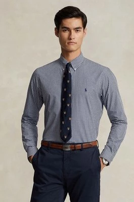 Polo Ralph Lauren koszula męska kolor granatowy slim z kołnierzykiem button-down