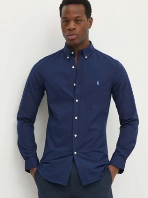 Polo Ralph Lauren koszula męska kolor granatowy slim z kołnierzykiem button-down