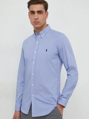 Polo Ralph Lauren koszula męska kolor niebieski slim z kołnierzykiem button-down