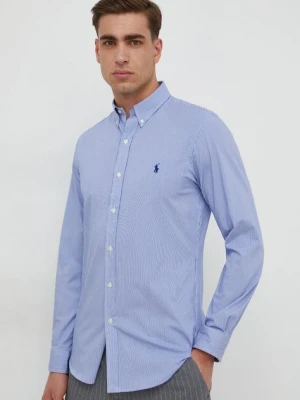 Polo Ralph Lauren koszula męska kolor niebieski slim z kołnierzykiem button-down