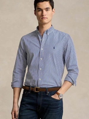 Polo Ralph Lauren koszula męska kolor niebieski slim z kołnierzykiem button-down