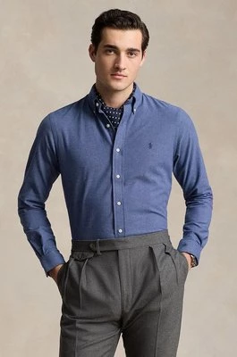 Polo Ralph Lauren koszula męska kolor niebieski slim z kołnierzykiem button-down 710953354