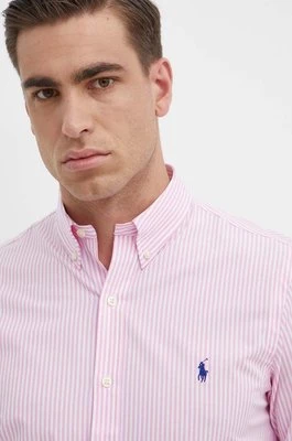 Polo Ralph Lauren koszula męska kolor różowy slim z kołnierzykiem button-downCHEAPER