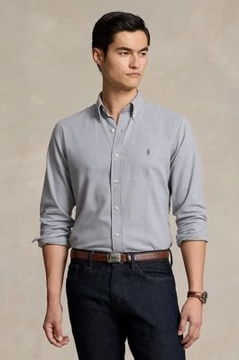 Polo Ralph Lauren koszula męska kolor szary slim z kołnierzykiem button-down 710953354