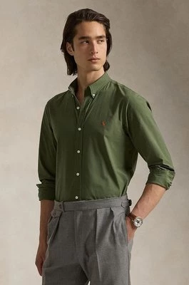 Polo Ralph Lauren koszula męska kolor zielony slim z kołnierzykiem button-down 710929348