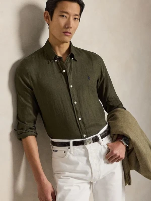 Polo Ralph Lauren koszula męska lniana Long Sleeve Sport Shirt brązowy
