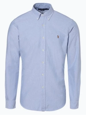 Polo Ralph Lauren Koszula męska Oxford Mężczyźni Slim Fit Bawełna niebieski jednolity button down,