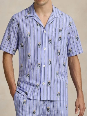 Polo Ralph Lauren koszula piżamowa bawełniana męska kolor niebieski wzorzysta 714981415