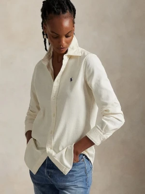Polo Ralph Lauren koszula sztruksowa damska kolor beżowy regular z kołnierzykiem klasycznym 211971526