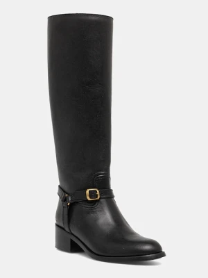 Polo Ralph Lauren kozaki skórzane Riding Boot kolor czarny na płaskim obcasie 818963422002