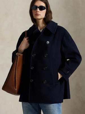 Polo Ralph Lauren krótki płaszcz damski wełniany granatowy