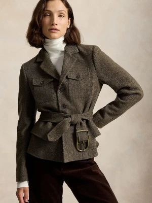 Polo Ralph Lauren krótki płaszcz damski z wełną zielony