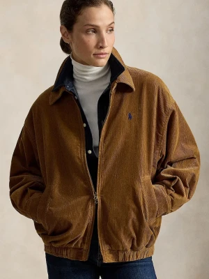 Polo Ralph Lauren kurtka damska z bawełną brązowy