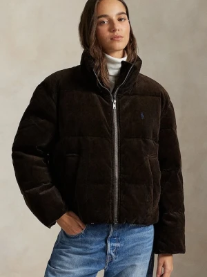 Polo Ralph Lauren kurtka puchowa Woven Puffer kolor brązowy zimowa 211971178