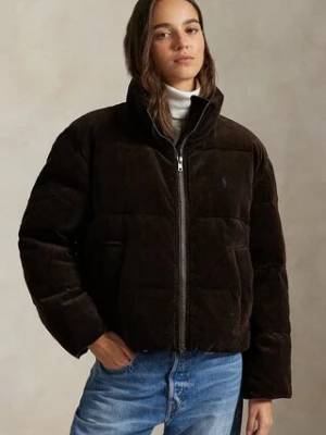 Polo Ralph Lauren kurtka puchowa Woven Puffer kolor brązowy zimowa 211971178
