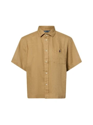 Polo Ralph Lauren Lniana bluzka damska Kobiety len beżowy|brązowy jednolity,