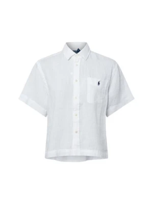 Polo Ralph Lauren Lniana bluzka damska Kobiety len biały jednolity,
