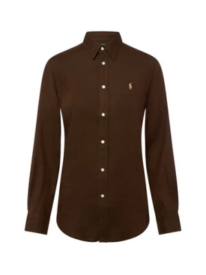Polo Ralph Lauren Lniana bluzka damska Kobiety len brązowy jednolity,