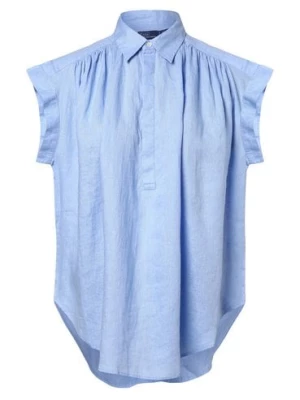 Polo Ralph Lauren Lniana bluzka damska Kobiety len niebieski jednolity,