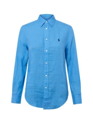 Polo Ralph Lauren Lniana bluzka damska Kobiety len niebieski jednolity,