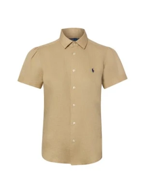Polo Ralph Lauren Lniana bluzka damska z krótkim rękawem Kobiety len beżowy|zielony,