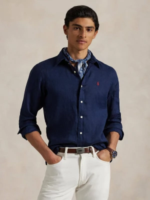 POLO RALPH LAUREN Lniana koszula | Slim Fit granatowy