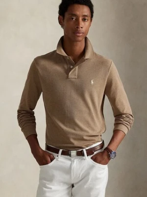 Polo Ralph Lauren longsleeve bawełniany kolor beżowy gładki