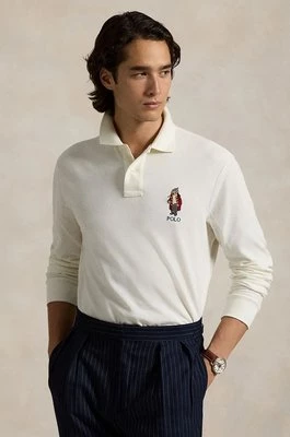 Polo Ralph Lauren longsleeve bawełniany kolor beżowy gładki 710951641