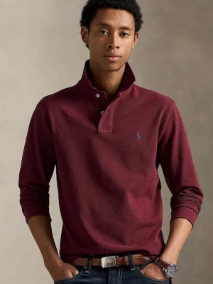 Polo Ralph Lauren longsleeve bawełniany kolor bordowy gładki
