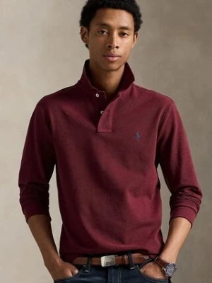 Polo Ralph Lauren longsleeve bawełniany kolor bordowy gładki