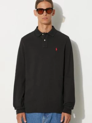 Polo Ralph Lauren longsleeve bawełniany kolor czarny gładki