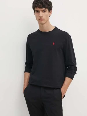 Polo Ralph Lauren longsleeve bawełniany kolor czarny gładki