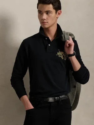 Polo Ralph Lauren longsleeve bawełniany kolor czarny gładki 710968950