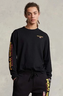 Polo Ralph Lauren longsleeve bawełniany kolor czarny z aplikacją 710814128