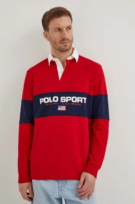 Polo Ralph Lauren longsleeve bawełniany kolor czerwony wzorzysty