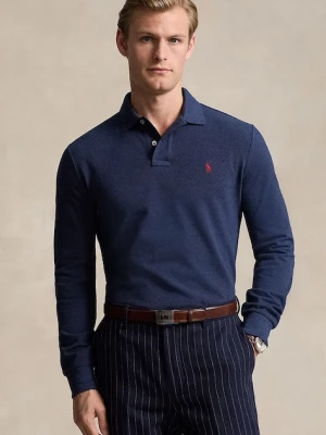 Polo Ralph Lauren longsleeve bawełniany kolor granatowy gładki 710680790