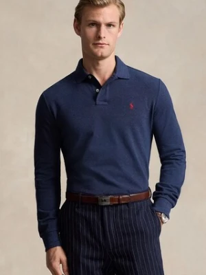 Polo Ralph Lauren longsleeve bawełniany kolor granatowy gładki 710680790
