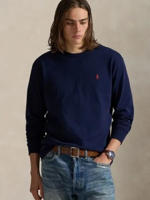 Polo Ralph Lauren longsleeve bawełniany kolor granatowy gładki 710970697