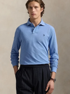 Polo Ralph Lauren longsleeve bawełniany kolor niebieski gładki 710680790