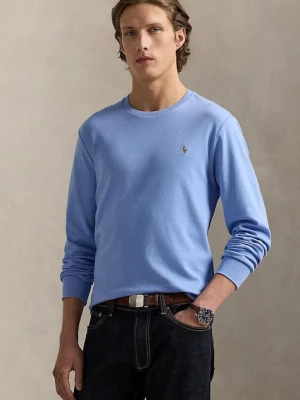 Polo Ralph Lauren longsleeve bawełniany kolor niebieski gładki 710760121