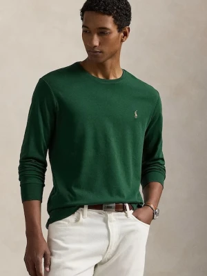 Polo Ralph Lauren longsleeve bawełniany kolor zielony gładki 710760121