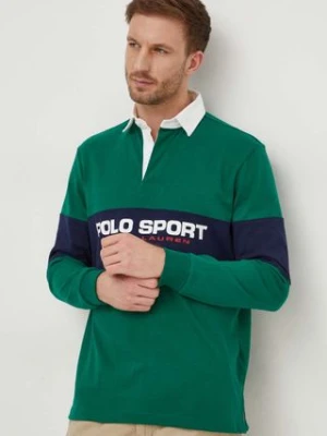 Polo Ralph Lauren longsleeve bawełniany kolor zielony wzorzysty