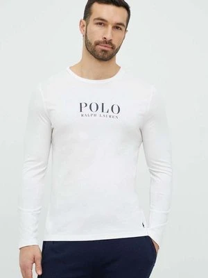 Polo Ralph Lauren longsleeve piżamowy bawełniany kolor biały z nadrukiem