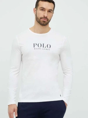 Polo Ralph Lauren longsleeve piżamowy bawełniany kolor biały z nadrukiem