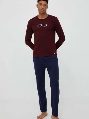 Polo Ralph Lauren longsleeve piżamowy bawełniany kolor bordowy z nadrukiem