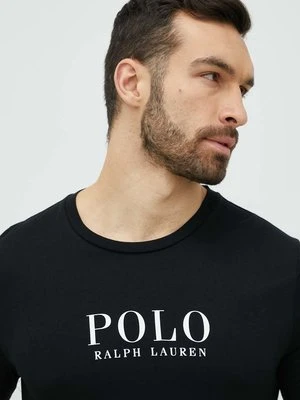 Polo Ralph Lauren longsleeve piżamowy bawełniany kolor czarny z nadrukiem