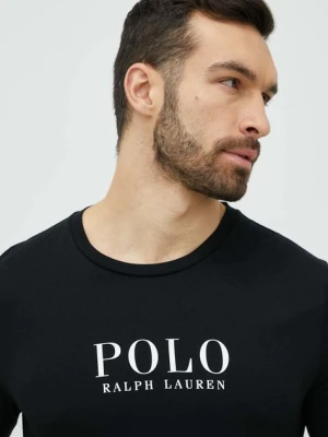 Polo Ralph Lauren longsleeve piżamowy bawełniany kolor czarny z nadrukiem