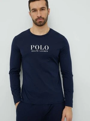 Polo Ralph Lauren longsleeve piżamowy bawełniany kolor granatowy z nadrukiem