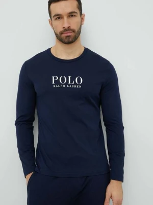 Zdjęcie produktu Polo Ralph Lauren longsleeve piżamowy bawełniany kolor granatowy z nadrukiem