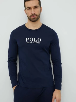Polo Ralph Lauren longsleeve piżamowy bawełniany kolor granatowy z nadrukiem